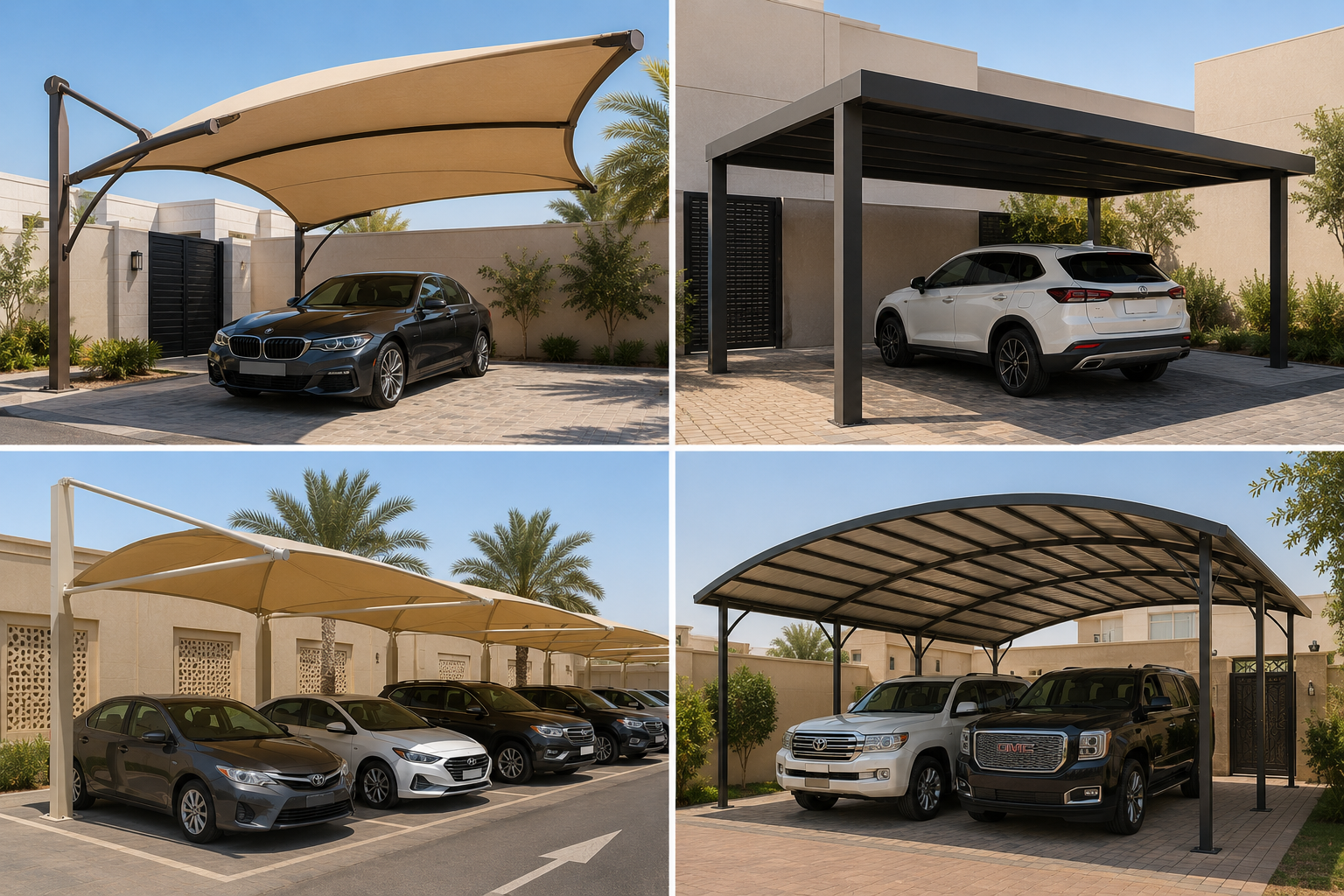 مظلات السيارات القماشية وخيارات التصميم المناسبة